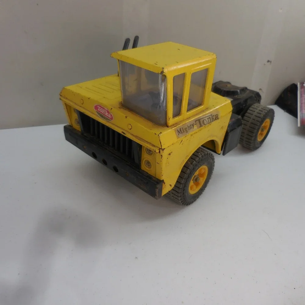 VTG Mighty Tonka Semi Truck Cab Front Bottom Dump Steel Yellow 1970s USA Made